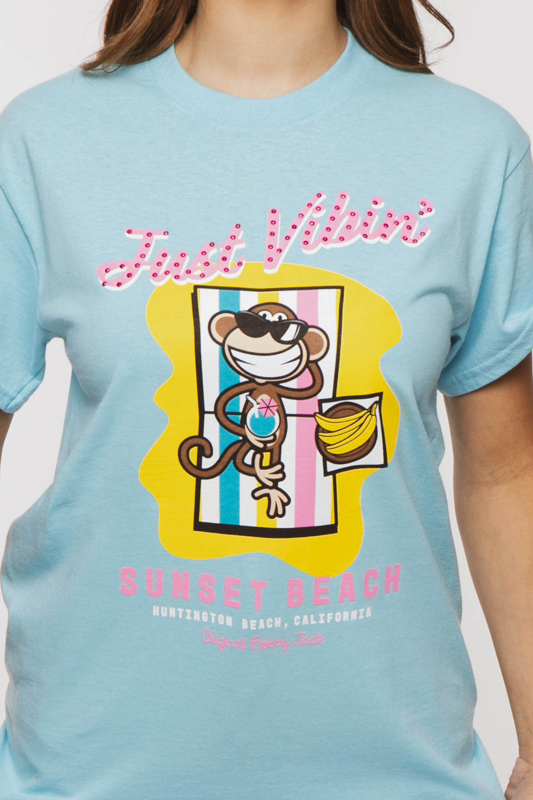 Just Vibin - Bobby Jack Boyfriend Rhinestone T-Shirt -Blue — image 9