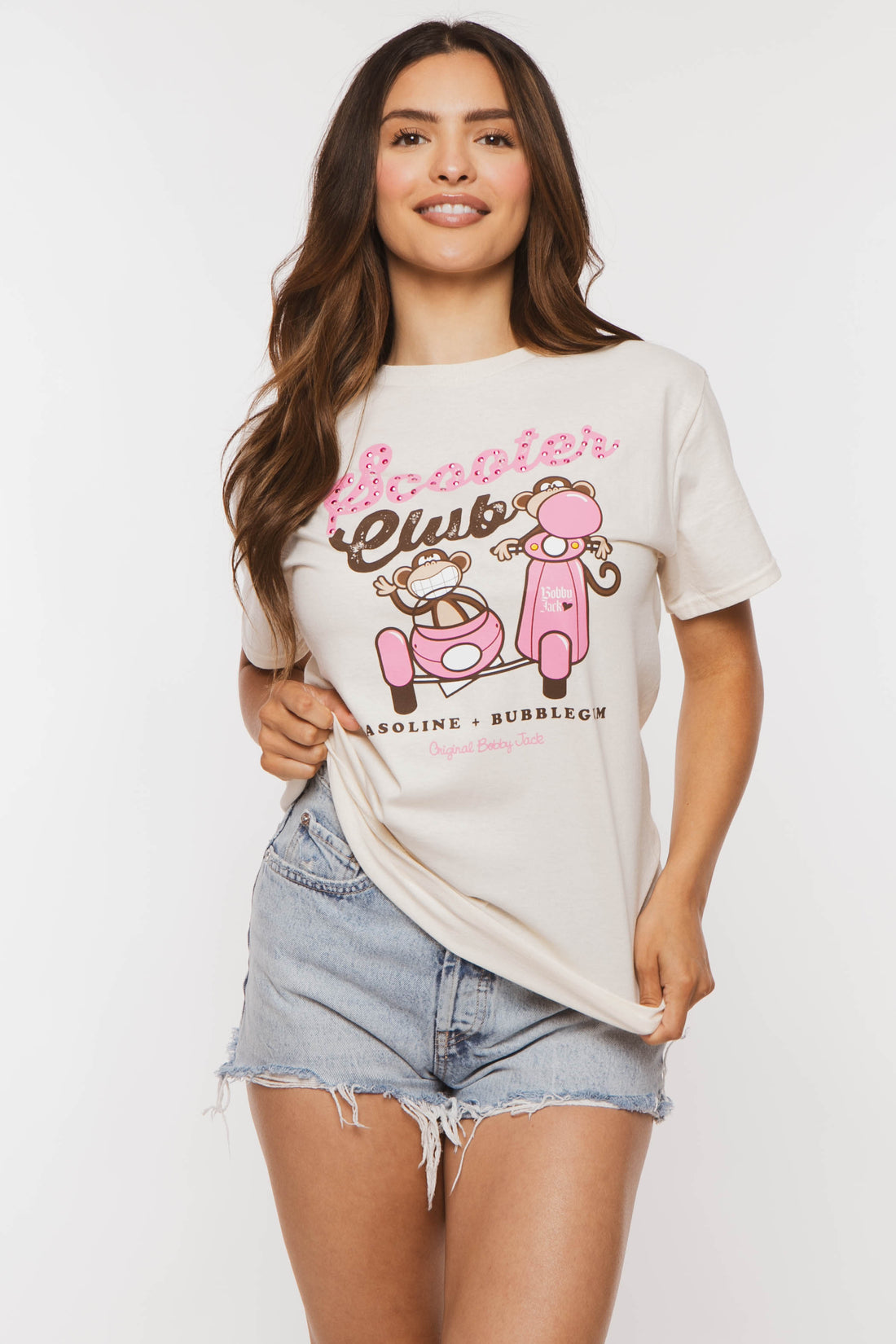Scooter Club - Bobby Jack Boyfriend Rhinestone T-Shirt -Ivory — image 7