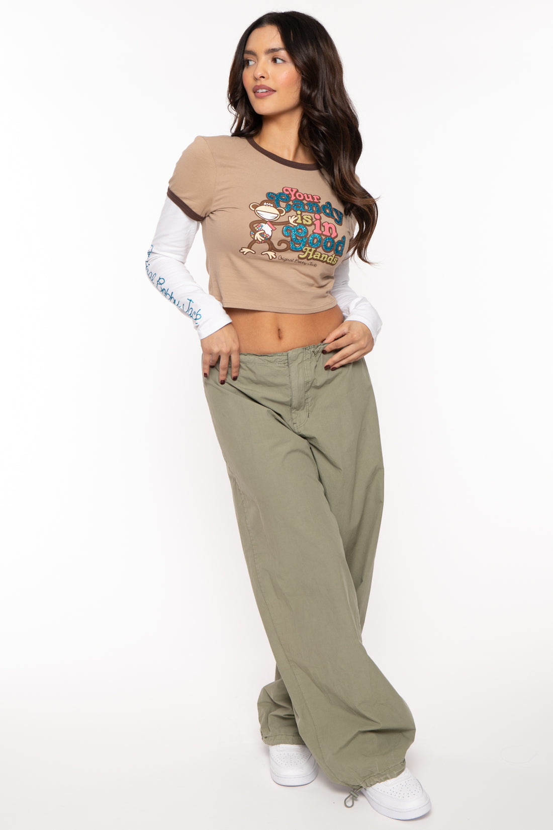 Your Candy- Bobby Jack Crop Glitter Twofer - Khaki — image 4