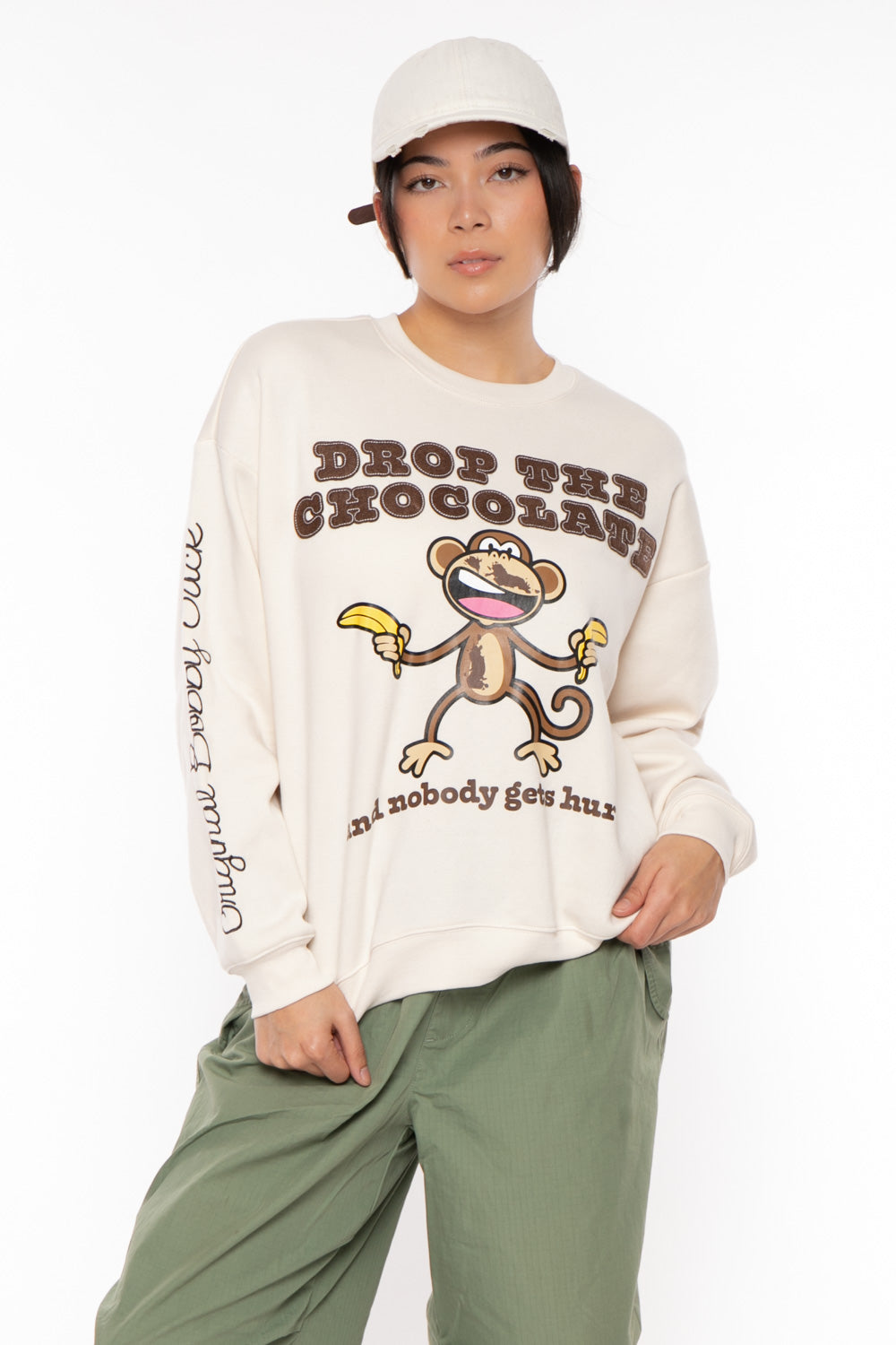 Chocolate - Bobby Jack Oversized Premium Sweatshirt - Ivory — image 8