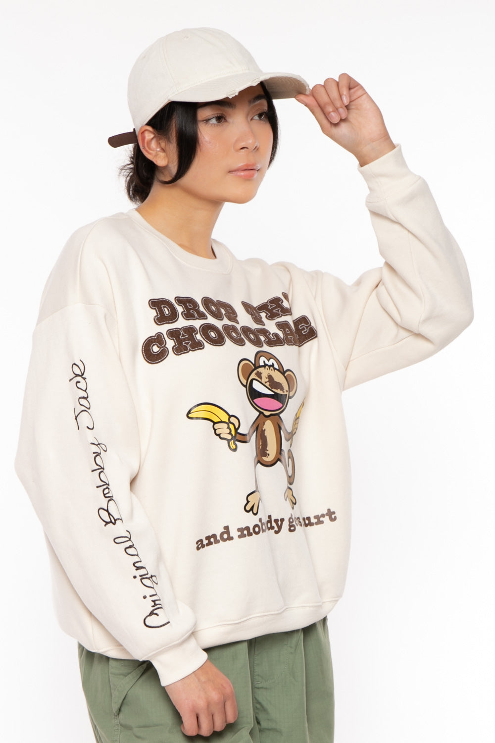 Chocolate - Bobby Jack Oversized Premium Sweatshirt - Ivory — image 12