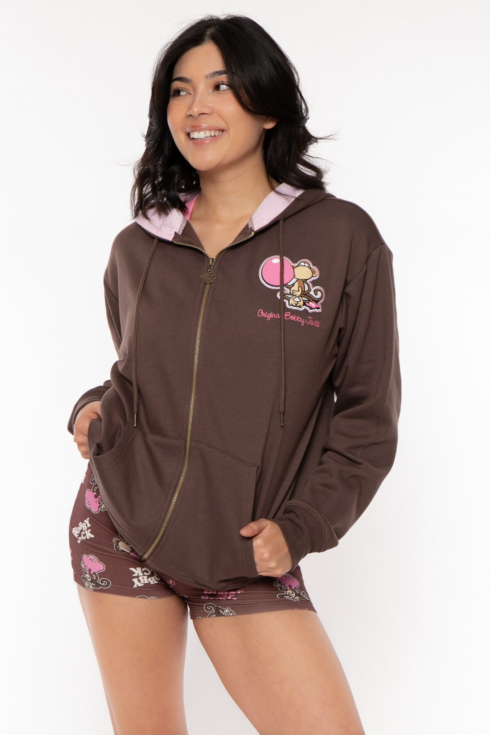 Don't Burst - Bobby Jack Oversized Premium Zip Hoodie - Brown — image 7