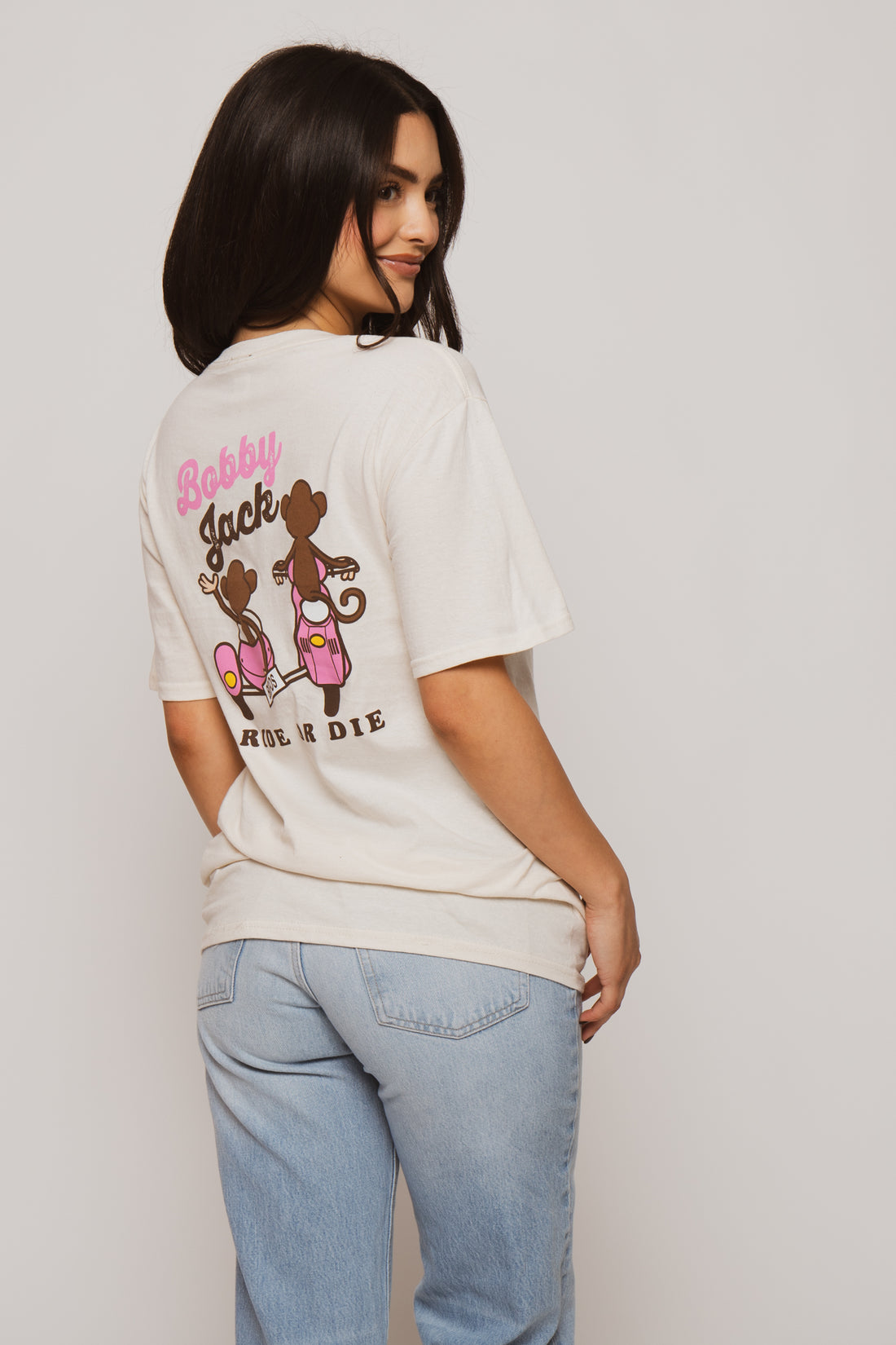 Scooter Club - Bobby Jack Boyfriend Rhinestone T-Shirt -Ivory — image 4