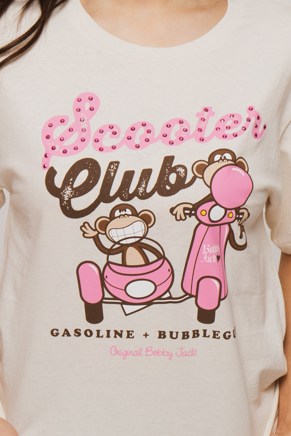 Scooter Club - Bobby Jack Boyfriend Rhinestone T-Shirt -Ivory — image 12