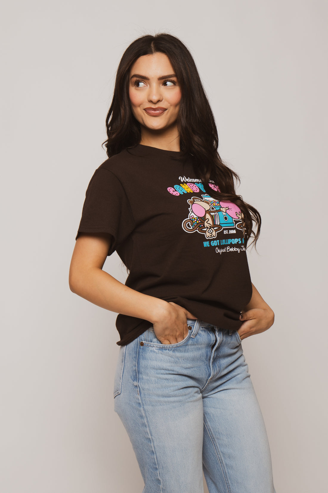 Candy Shop - Bobby Jack Boyfriend Rhinestone T-Shirt -Brown — image 6