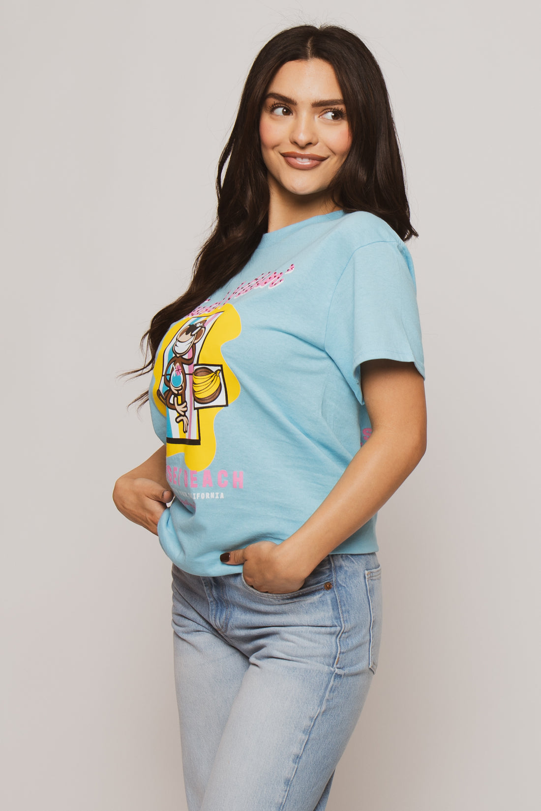 Just Vibin - Bobby Jack Boyfriend Rhinestone T-Shirt -Blue — image 4