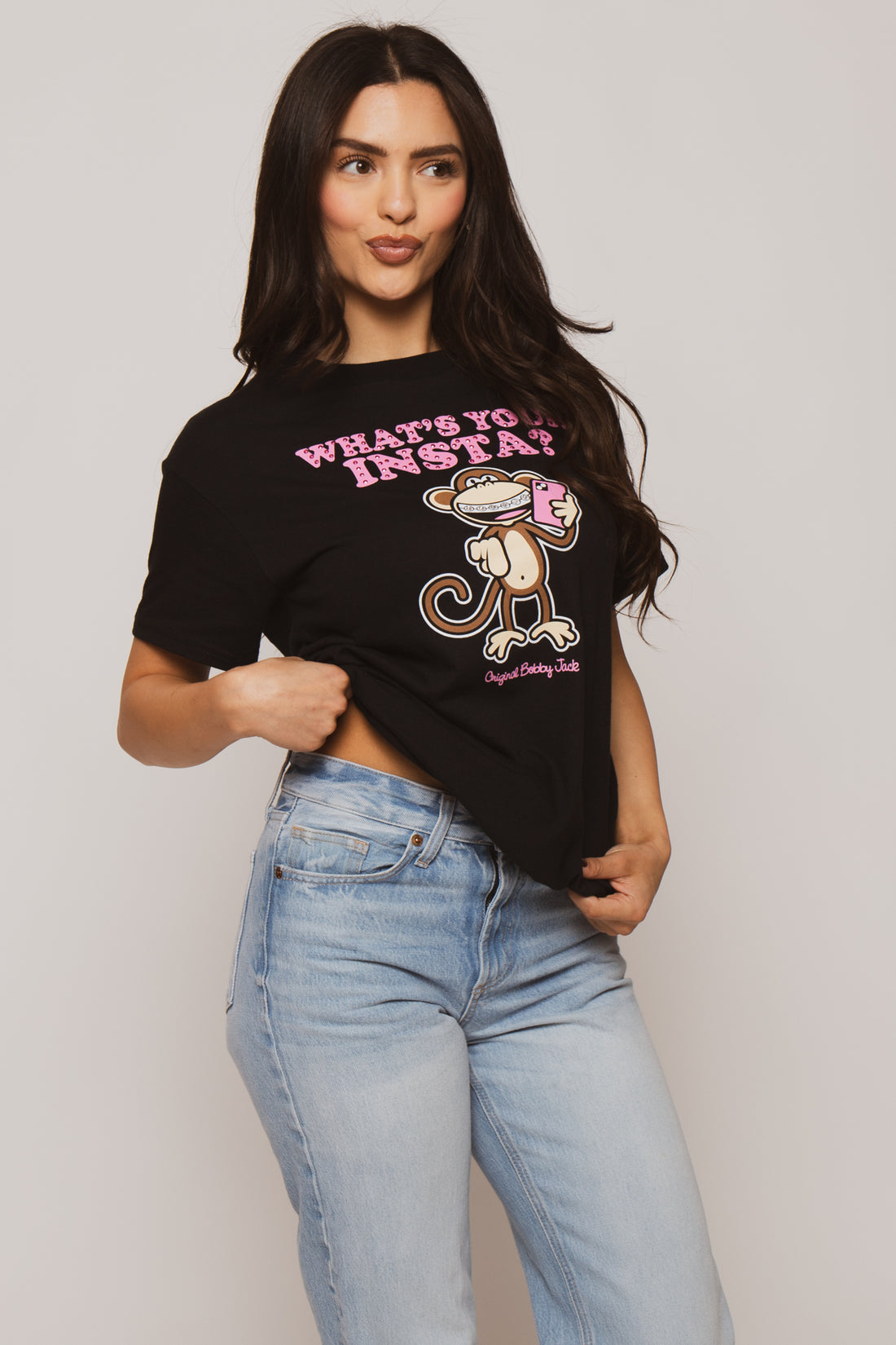 Instagram - Bobby Jack Boyfriend Rhinestone T-Shirt -Black — image 6
