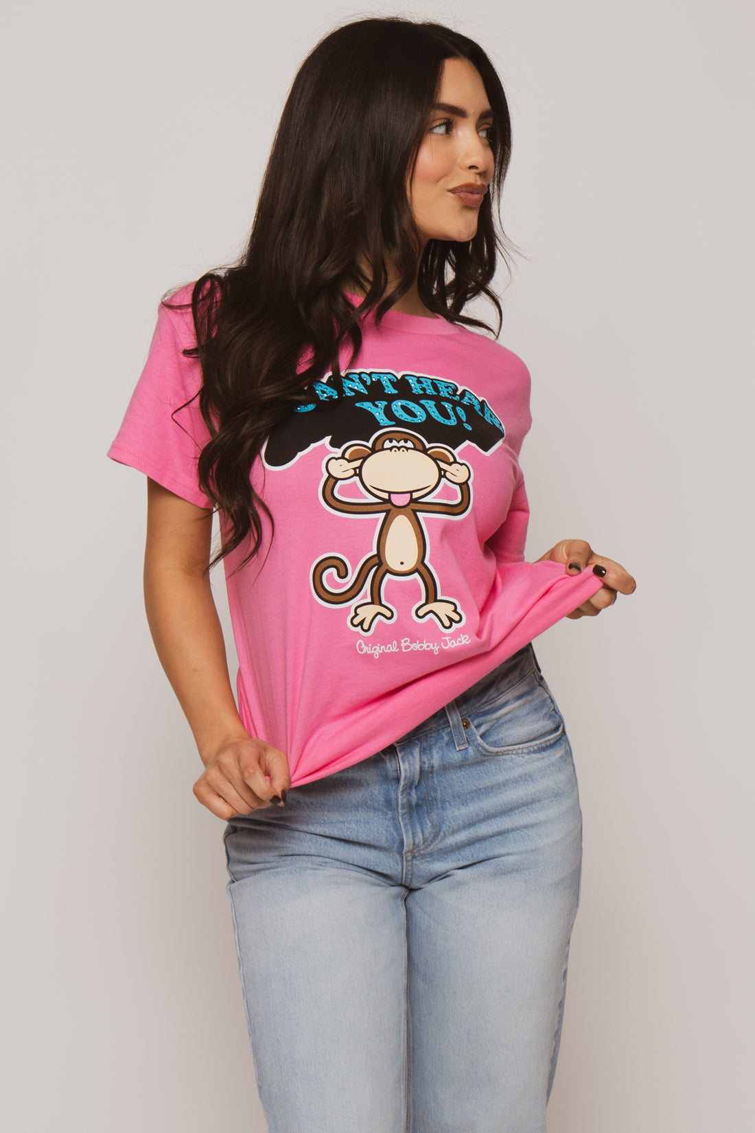 Can't Hear You - Bobby Jack Boyfriend Rhinestone T-Shirt -Pink — image 4