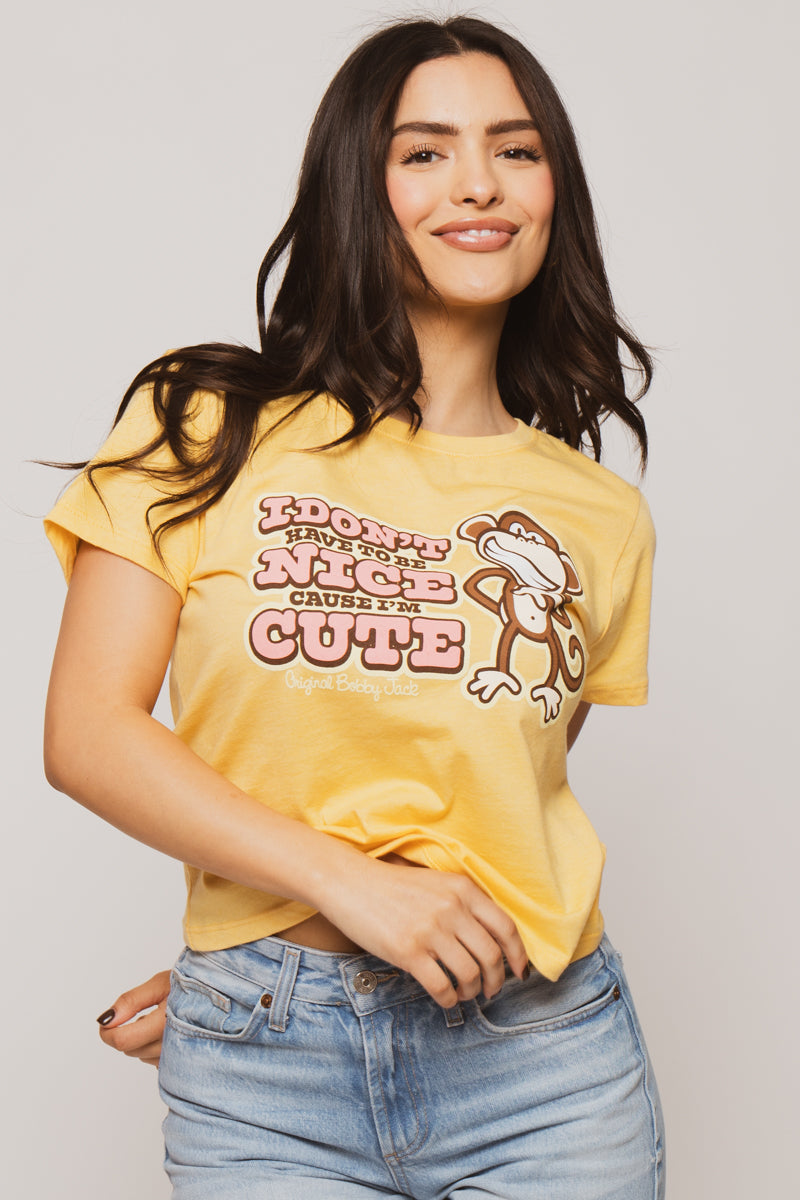 I'm Cute- Bobby Jack Girlfriend Shirt - Yellow — image 2