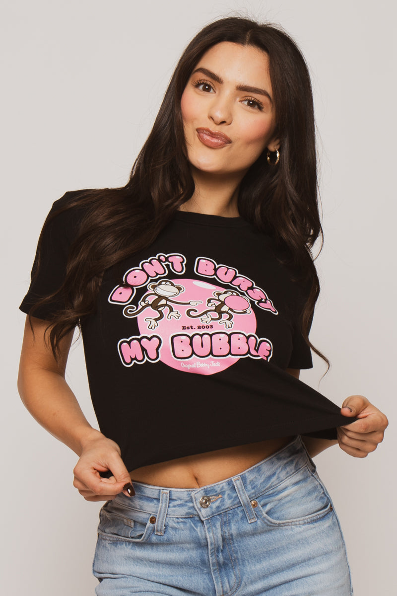 Don't Burst- Bobby Jack Baby Tee - Black — image 3