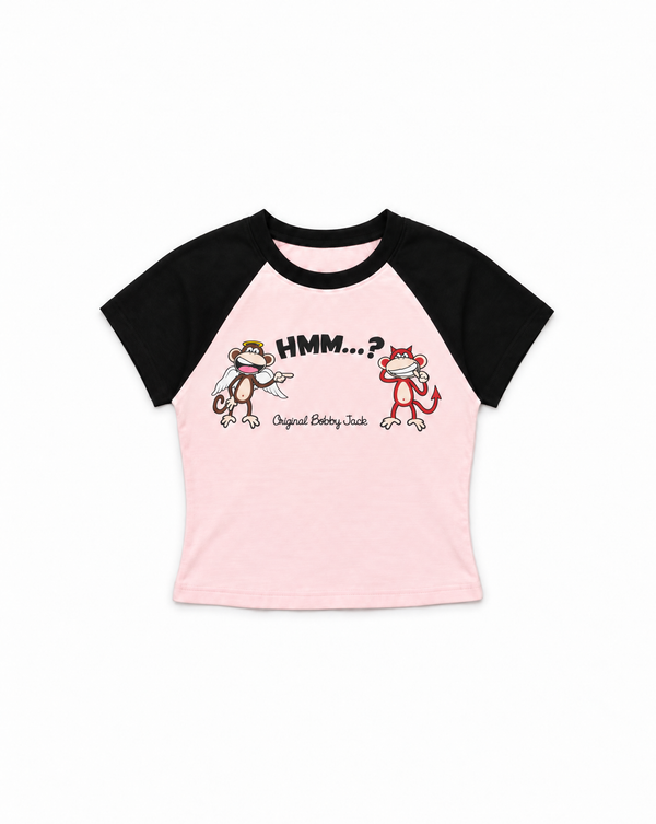 Angel Devil - Bobby Jack Crop Raglan Top - Pink