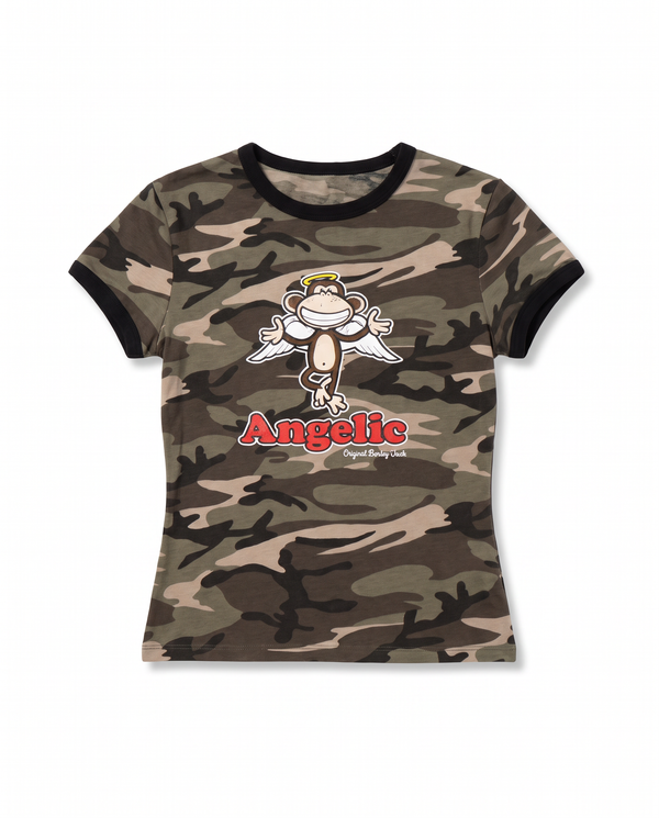 Angelic - Bobby Jack Ringer Top (Front + Back Print) - Camo