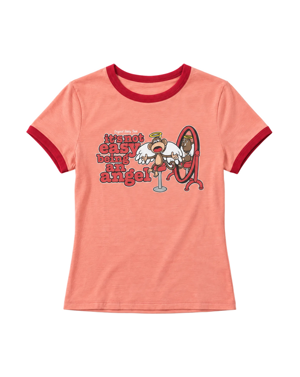 Being An Angel - Bobby Jack Ringer Top - Peach