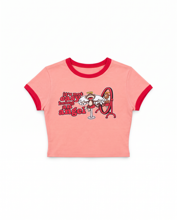 Being An Angel - Bobby Jack Crop Ringer Top - Peach