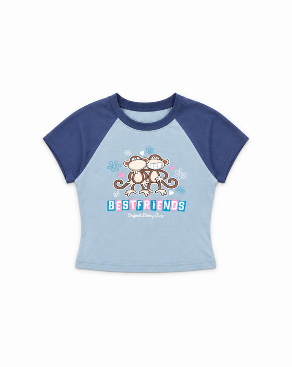 Best Friends - Bobby Jack Crop Raglan Top - Blue