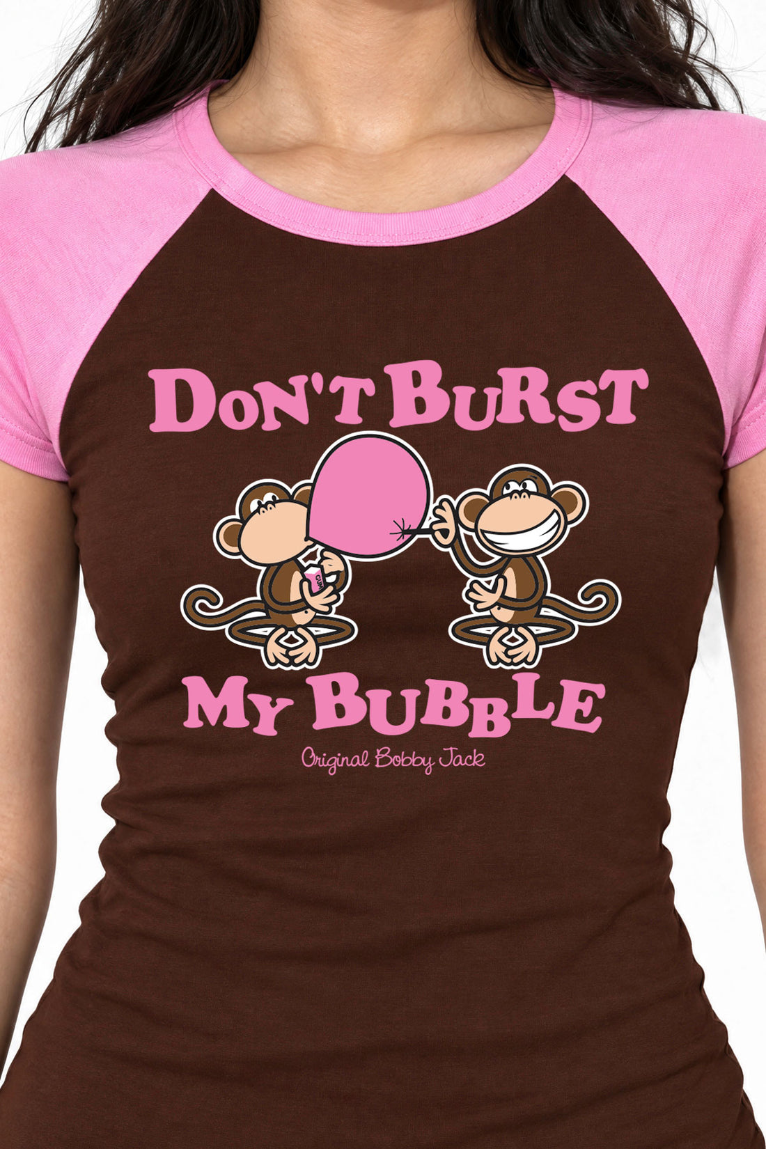 Don't Burst My Bubble - Bobby Jack Raglan Top - Brown — image 4
