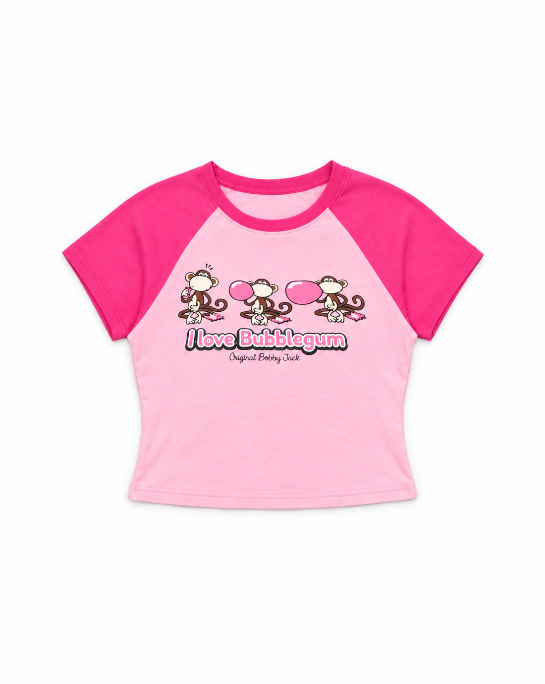 Bubblegum - Bobby Jack Crop Raglan Top - Pink — image 1