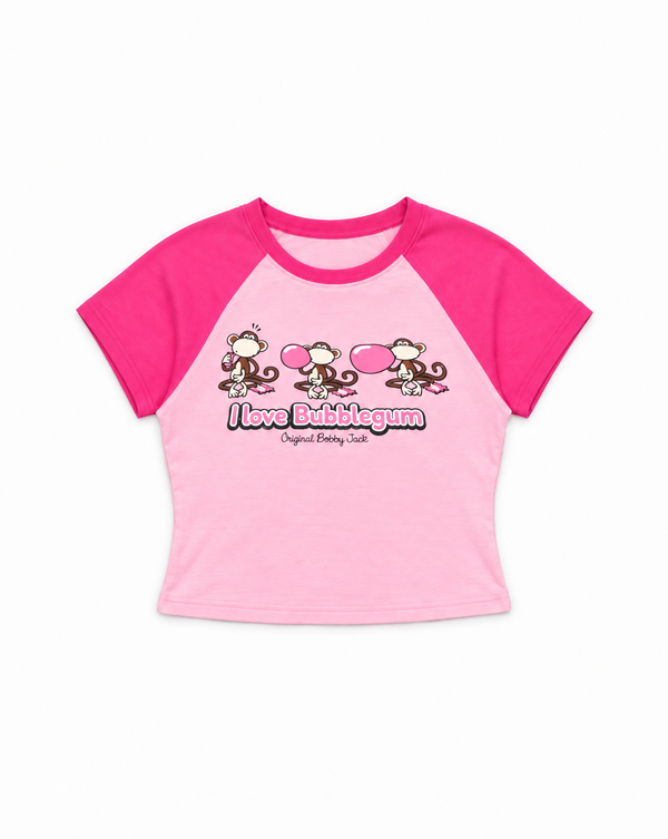 Bubblegum - Bobby Jack Crop Raglan Top - Pink