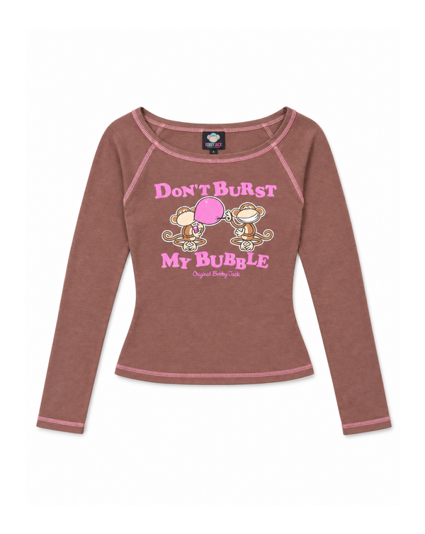 Don’t Burst My Bubble - Bobby Jack Long Sleeve Raglan Top - Brown