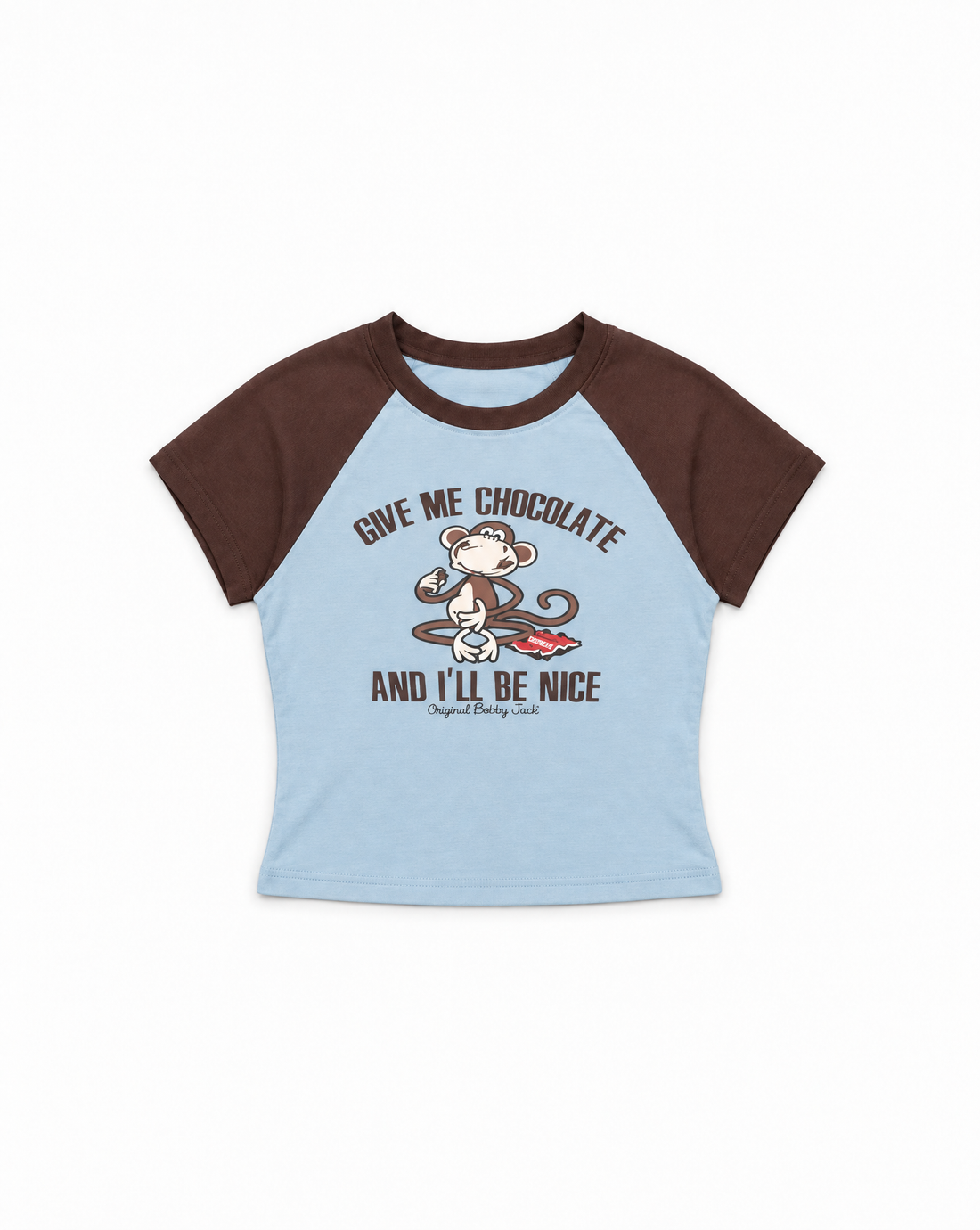 Give Me Chocolate - Bobby Jack Crop Raglan Top - Blue — image 1