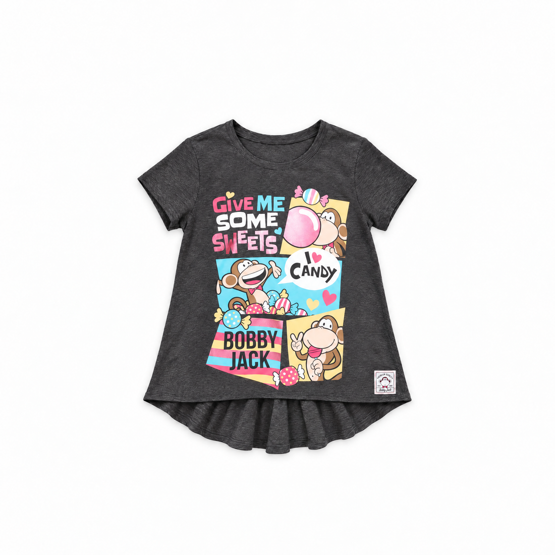 I Love Candy | Hi-Low Ruffle Back Top - Charcoal — image 1