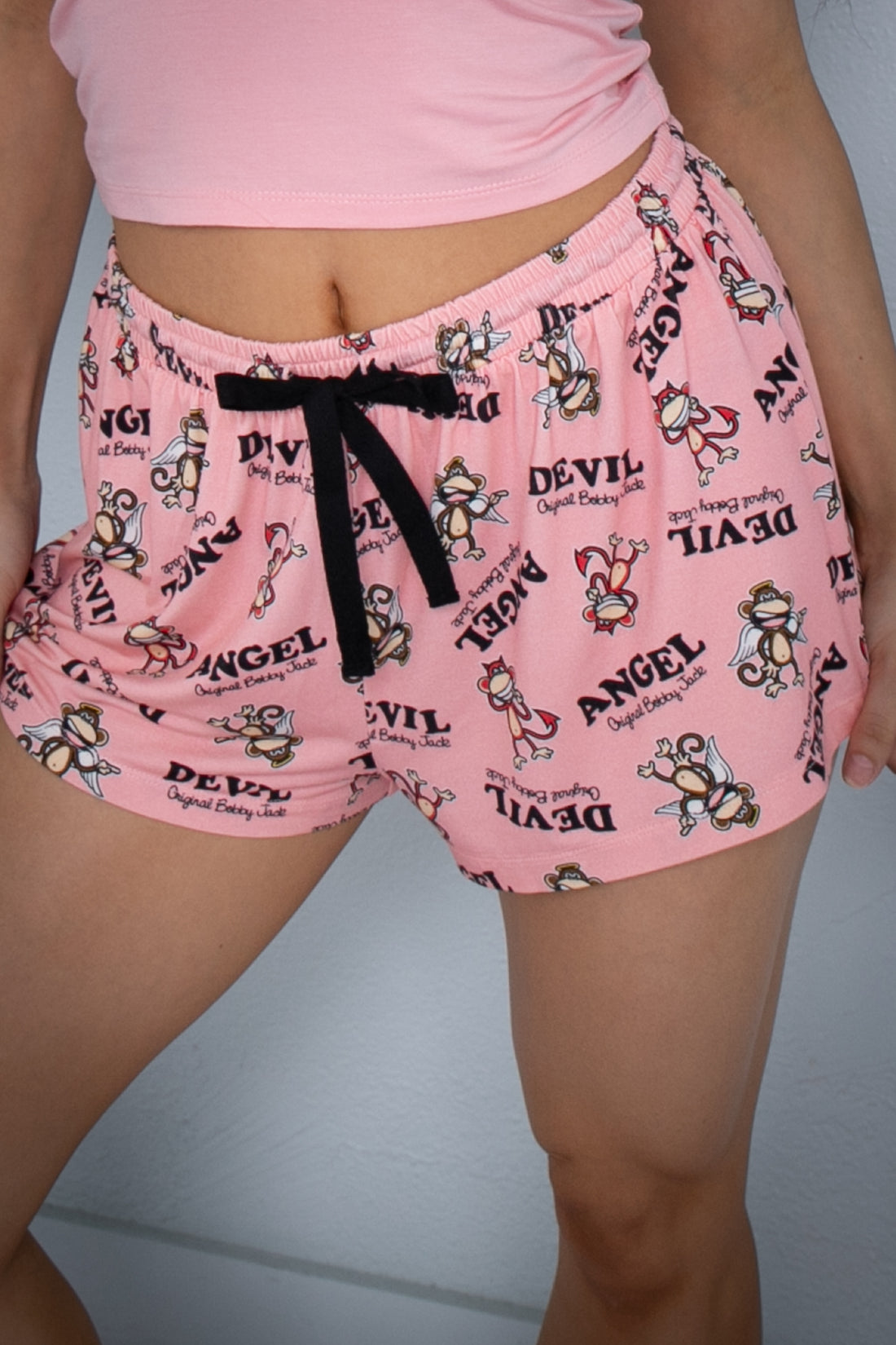 Angel Or Devil - Bobby Jack Allover Pajama Shorts - Pink — image 4