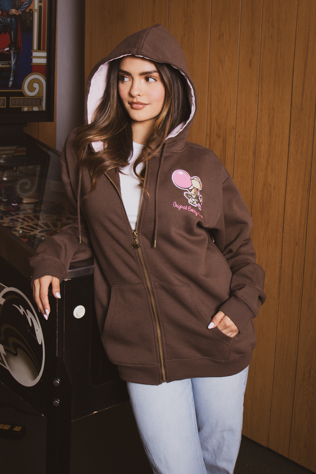 Don't Burst - Bobby Jack Oversized Premium Zip Hoodie - Brown — image 2