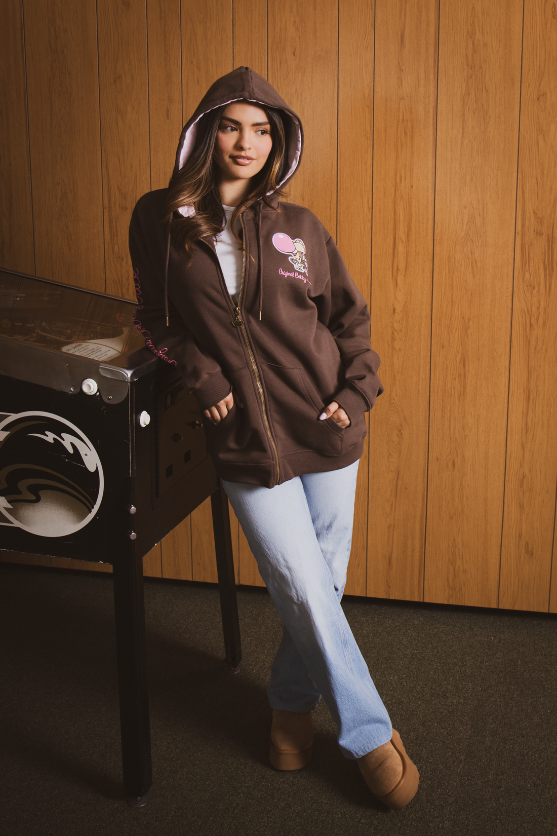 Don't Burst - Bobby Jack Oversized Premium Zip Hoodie - Brown — image 3
