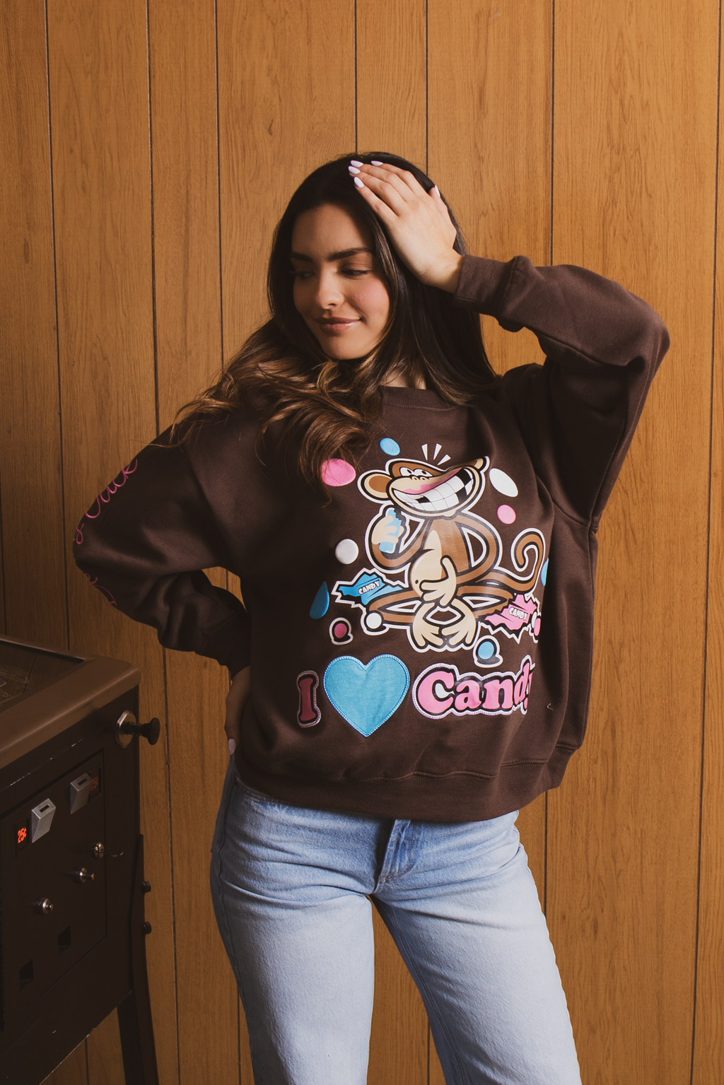 I Love Candy - Bobby Jack Oversized Premium Sweatshirt - Brown I Love Candy - Bobby Jack Oversized Premium Sweatshirt - Brown