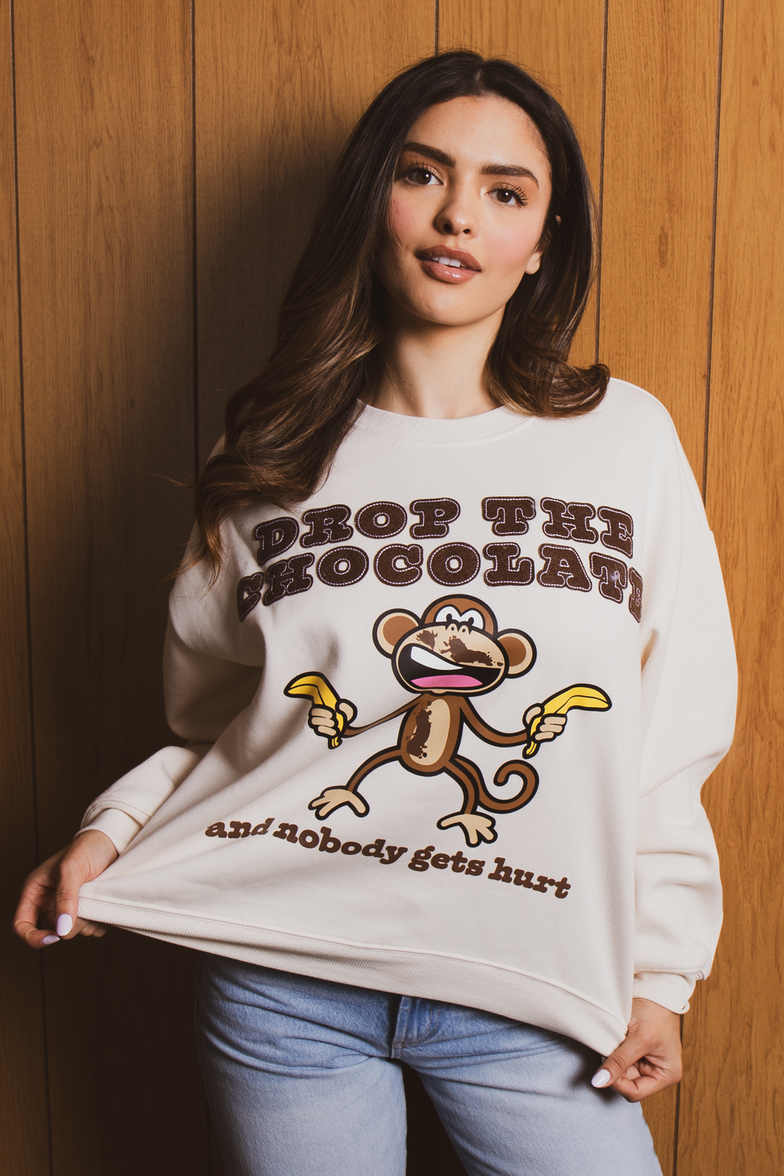Chocolate - Bobby Jack Oversized Premium Sweatshirt - Ivory — image 4