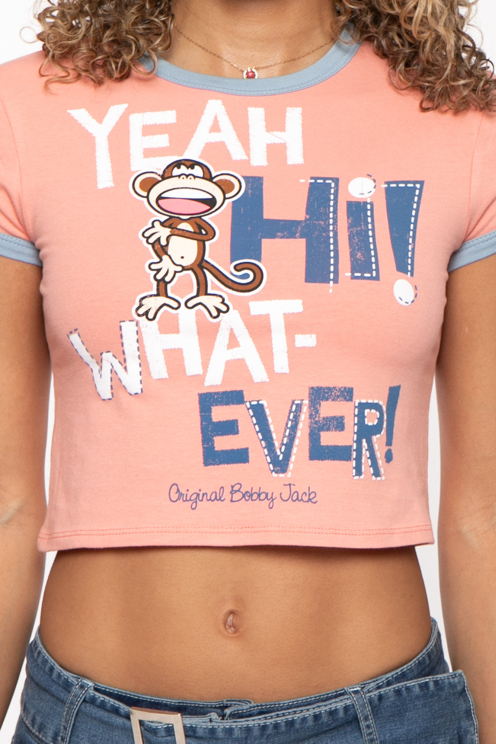 Whatever - Bobby Jack Crop Ringer Top - Old Orange — image 4