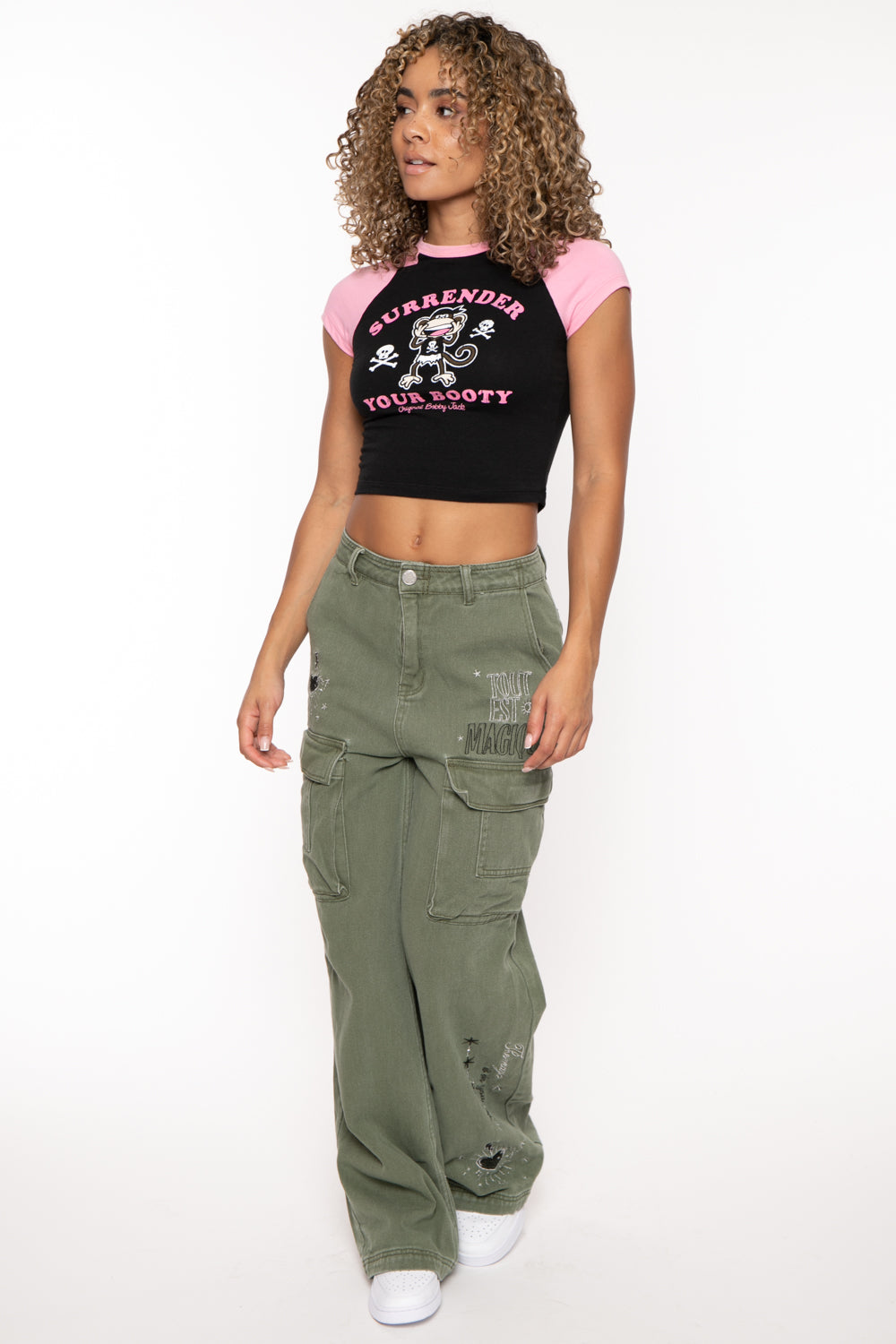 Surrender - Bobby Jack Crop Raglan Top - Black — image 4