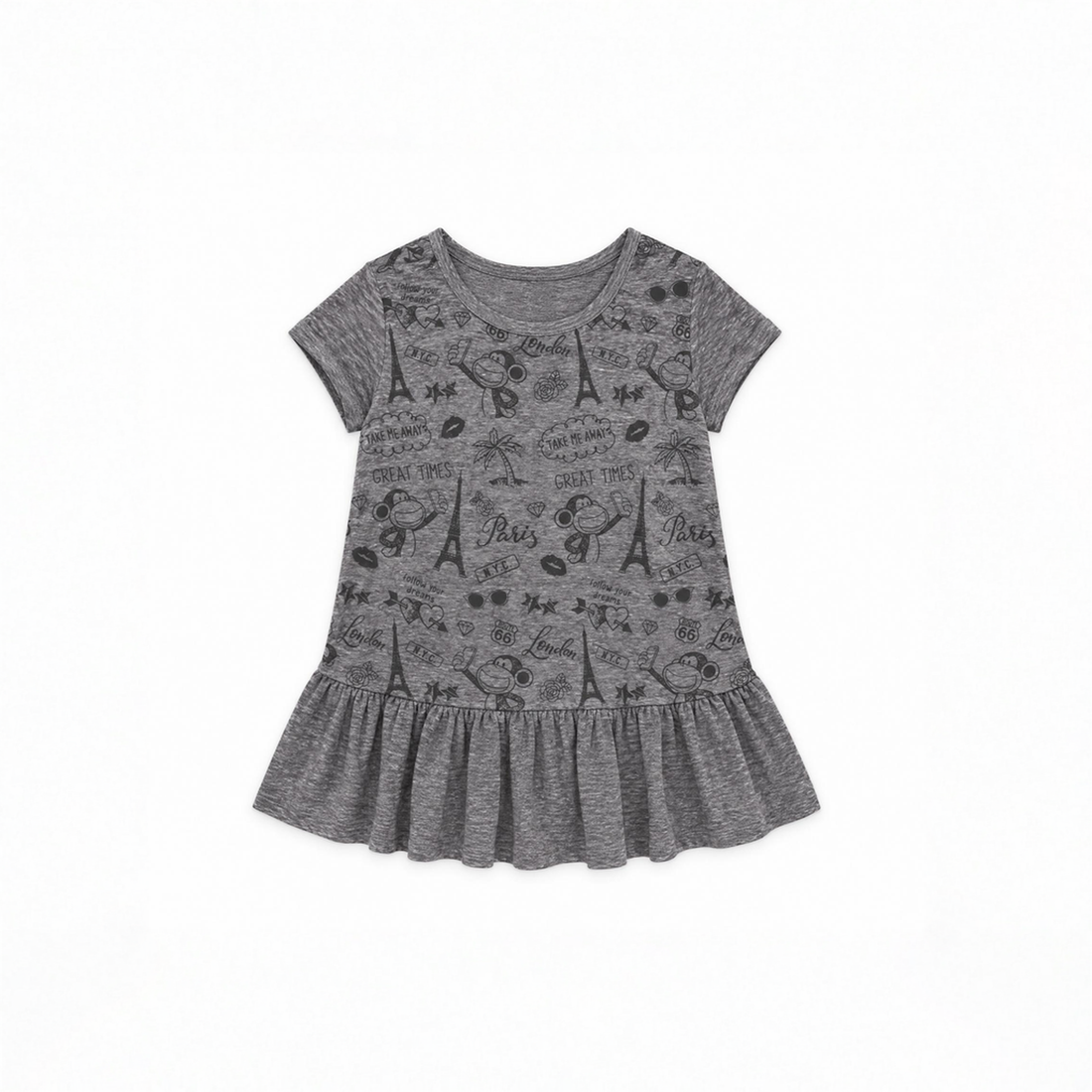 Been Around The World | Ruffle Bottom Top - Charcoal — image 1