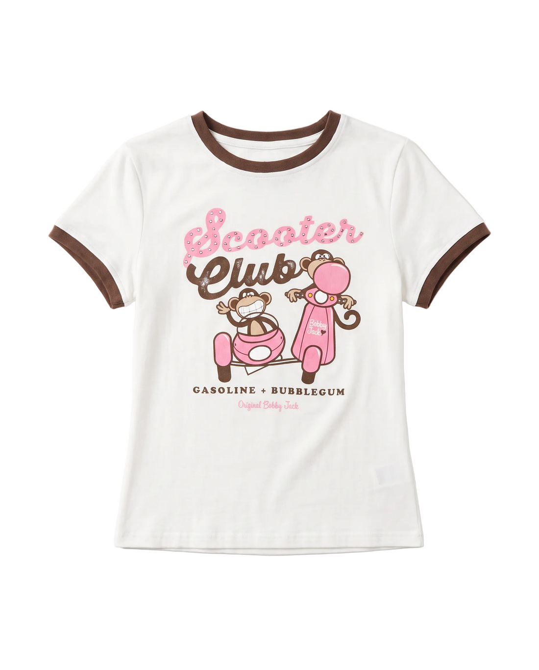 Scooter Club - Bobby Jack Rhinestone Ringer Top -Ivory — image 1
