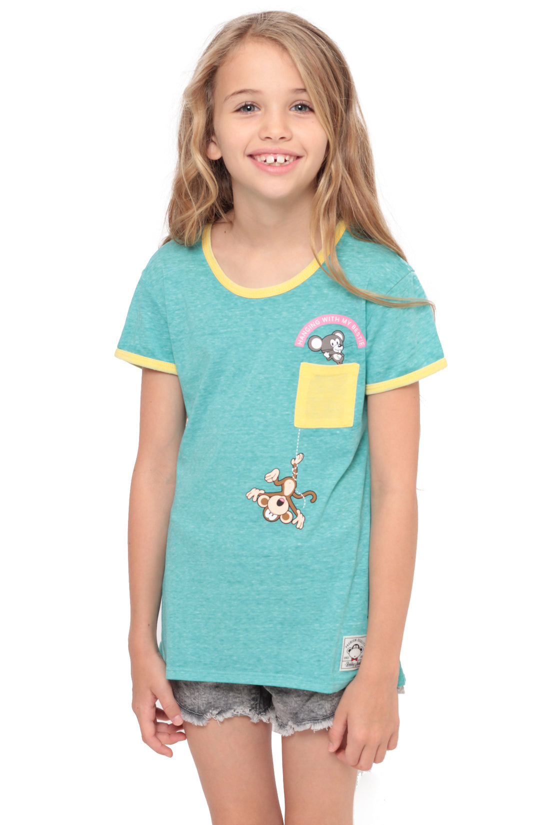 Hangin' With My Bestie | Pocket Ringer Top - Aqua — image 2