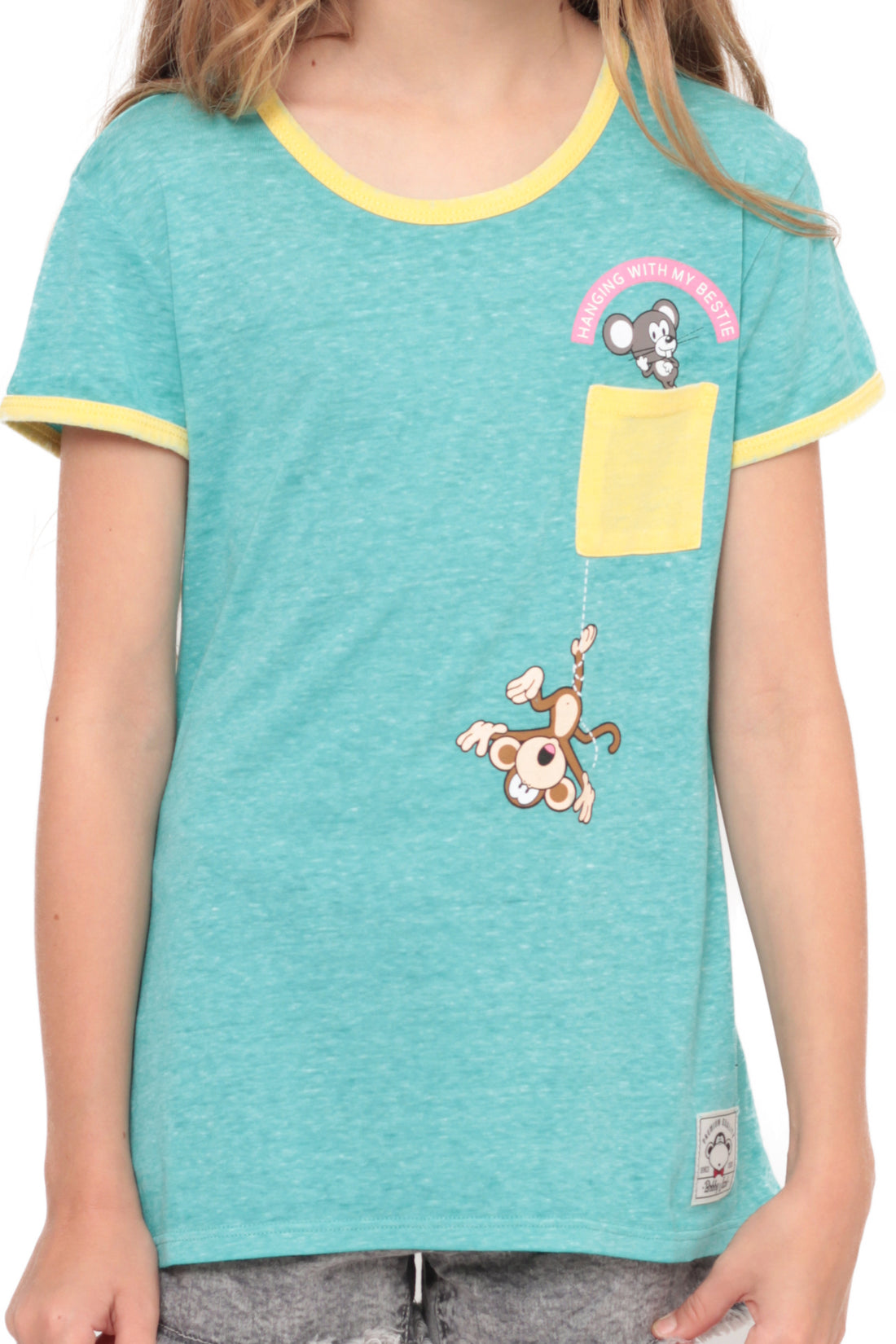 Hangin' With My Bestie | Pocket Ringer Top - Aqua — image 3