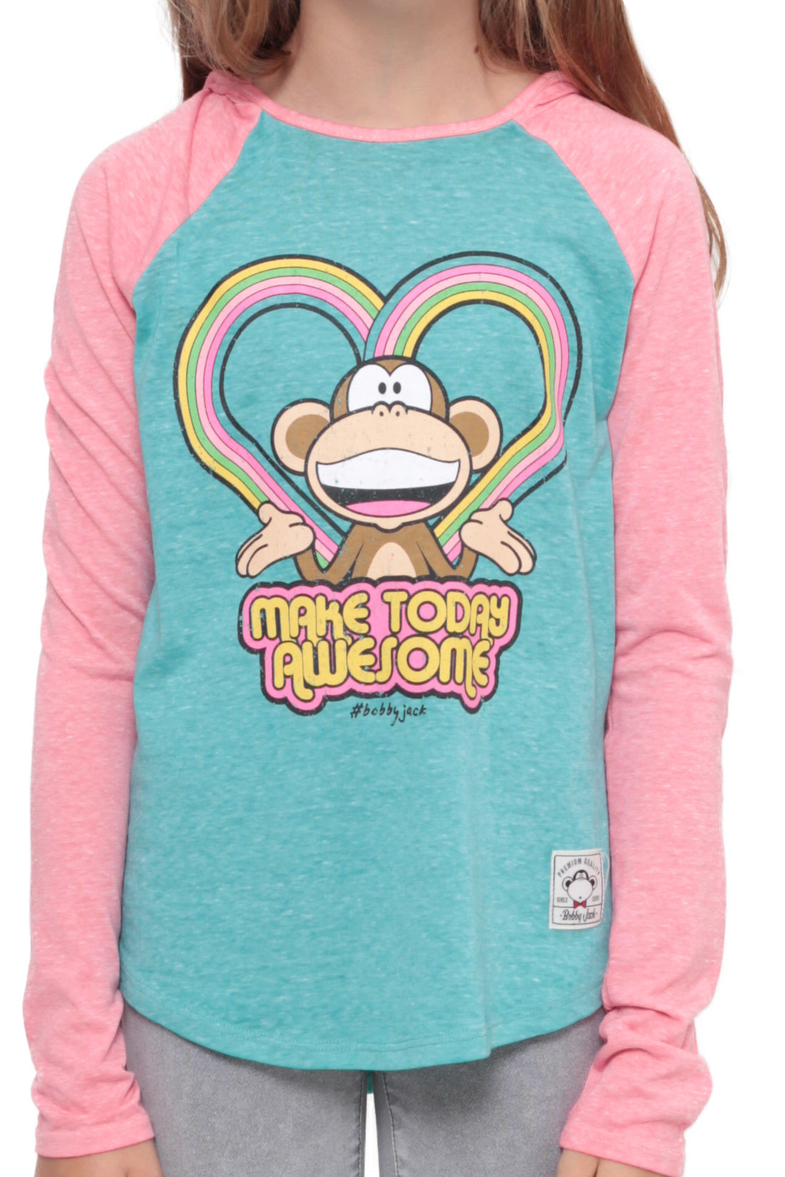 Make Today Awesome | Hooded Baseball Top - Aqua — image 3