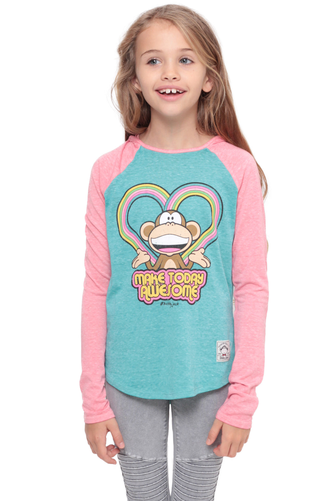 Make Today Awesome | Hooded Baseball Top - Aqua — image 2
