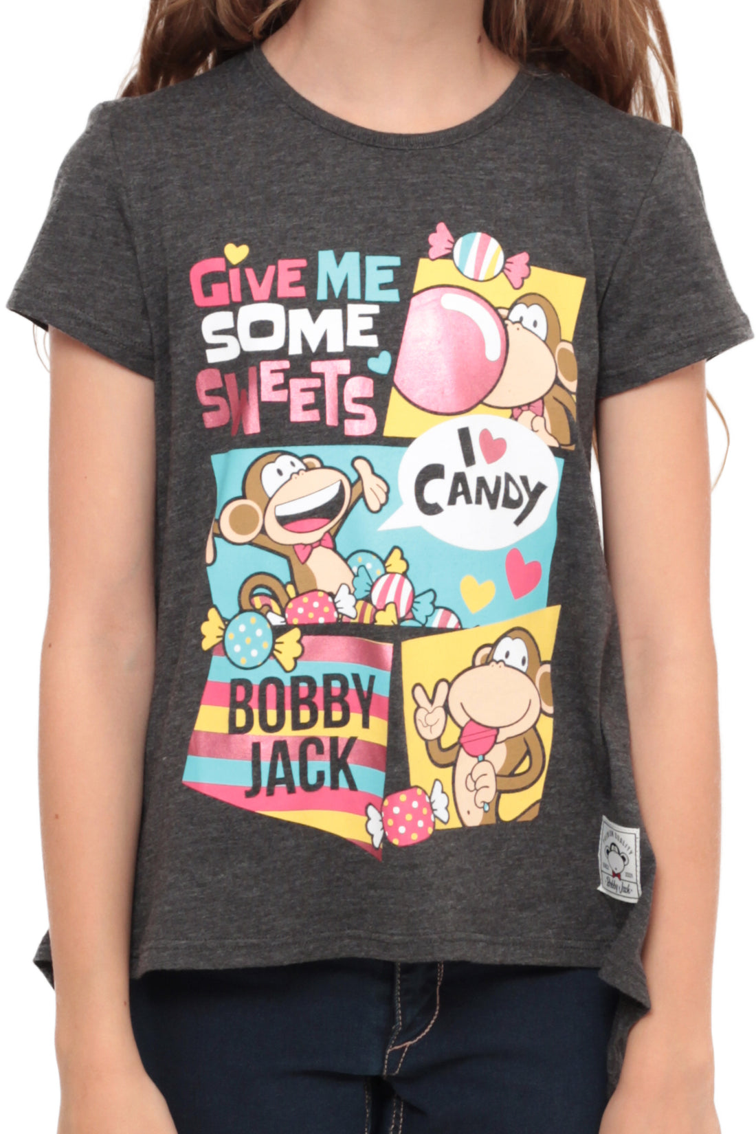 I Love Candy | Hi-Low Ruffle Back Top - Charcoal — image 3