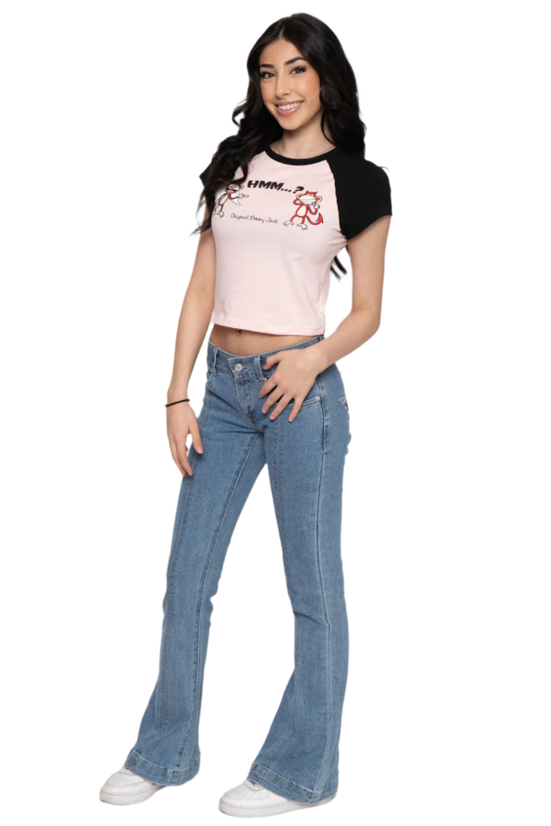 Angel Devil - Bobby Jack Crop Raglan Top - Pink — image 4
