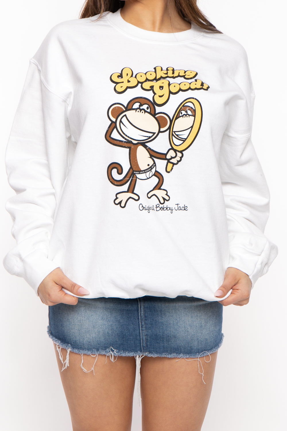 Looking Good - Bobby Jack Crew Sweatshirt - White — image 4