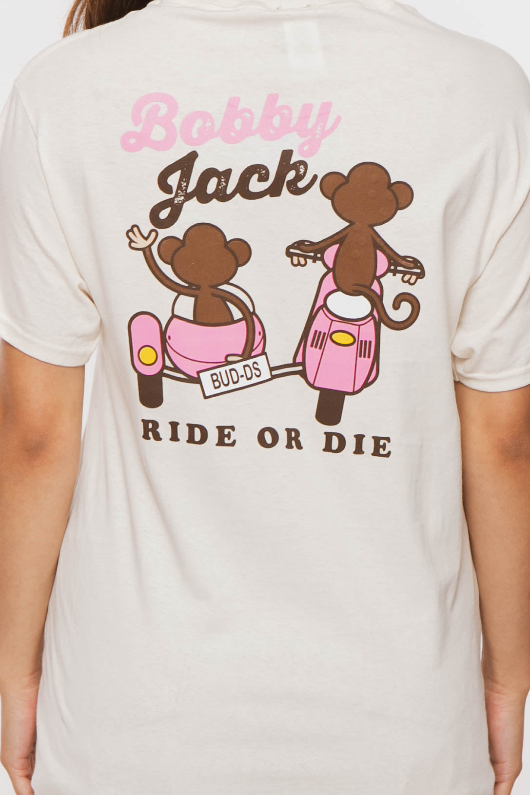 Scooter Club  - Bobby Jack Boyfriend Rhinestone T-Shirt -Ivory — image 6