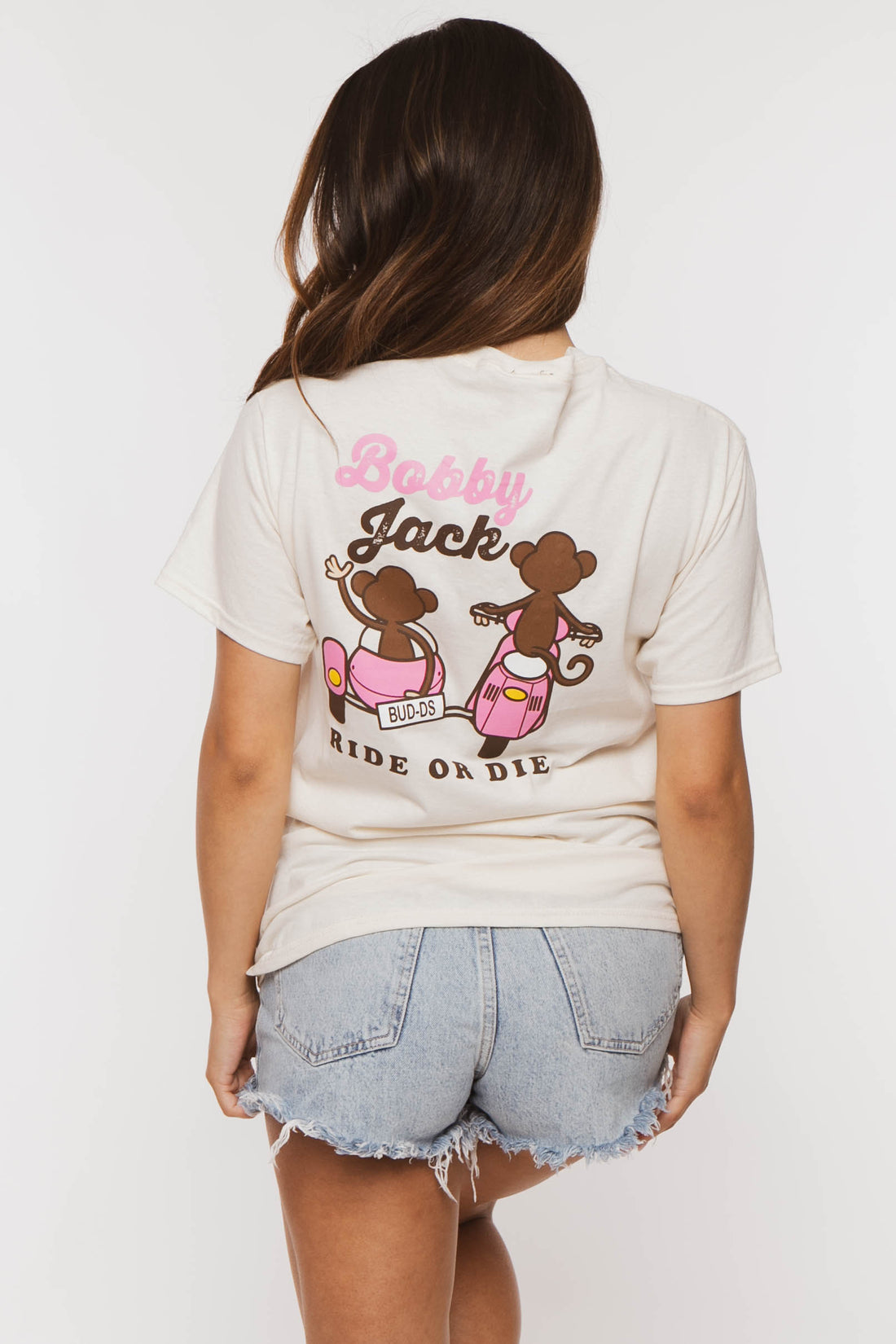 Scooter Club  - Bobby Jack Boyfriend Rhinestone T-Shirt -Ivory — image 10