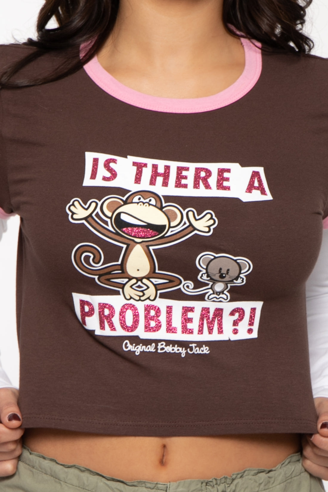 Problem - Bobby Jack Crop Glitter Twofer -Brown — image 6