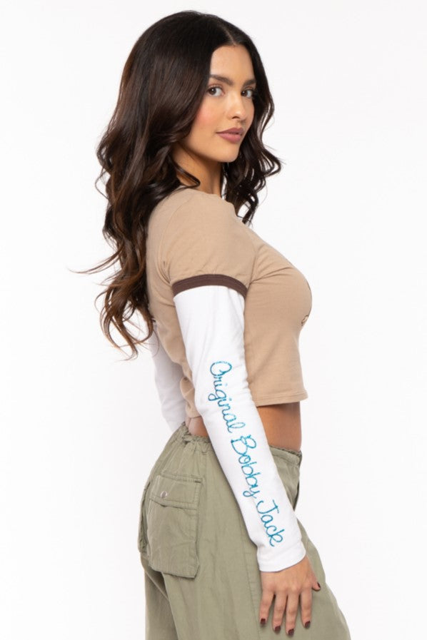 Your Candy- Bobby Jack Crop Glitter Twofer - Khaki — image 5