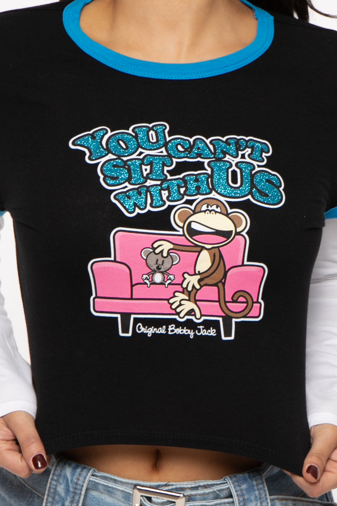 You Can't Sit - Bobby Jack Crop Glitter Twofer - Black — image 6