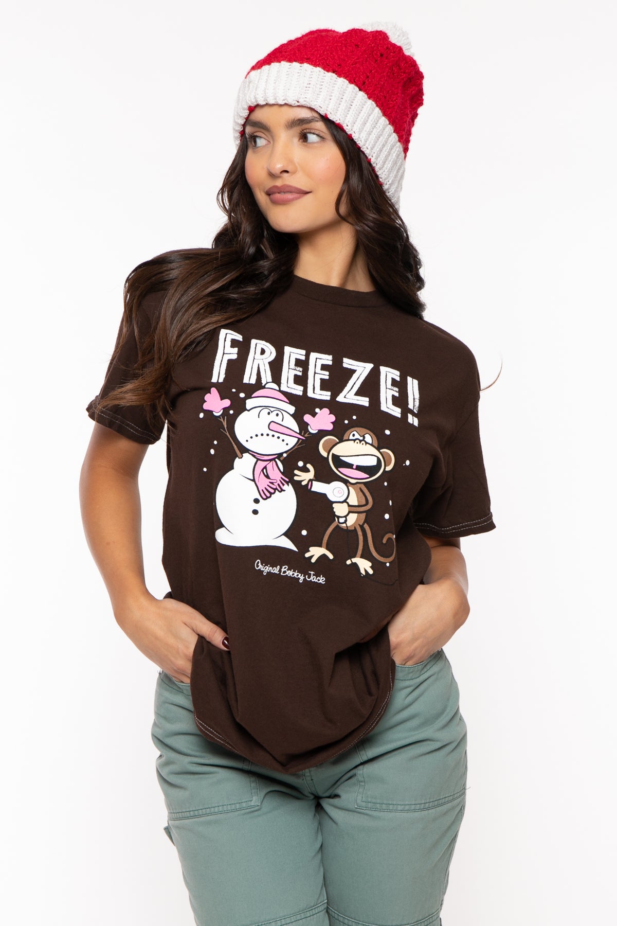 Freeze- Bobby Jack Garment-Dyed Boyfriend T-Shirt - Brown