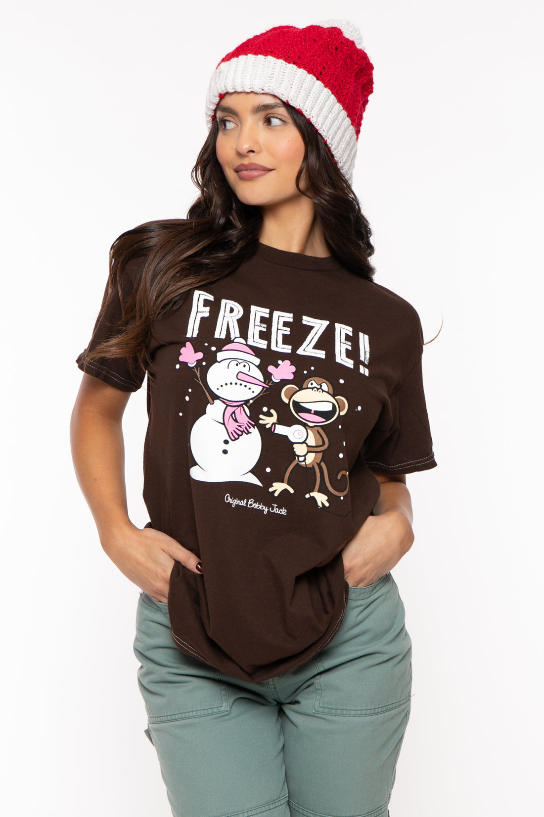 Freeze- Bobby Jack Holiday Boyfriend T-Shirt - Brown — image 2