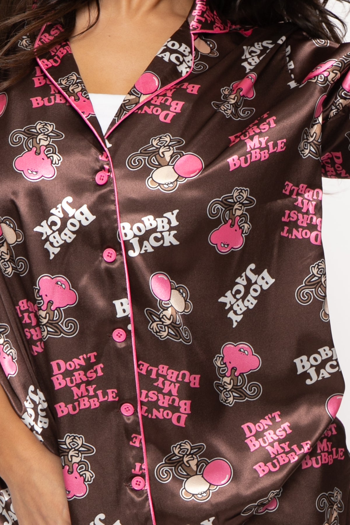 Don't Burst My Bubble - Bobby Jack Pajama Set - Brown