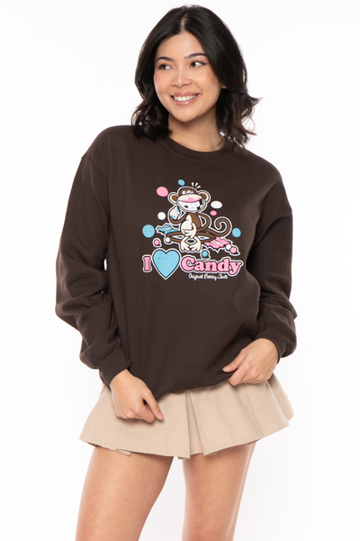 I Love Candy - Bobby Jack Crew Sweatshirt - Brown – Bobby Jack Brand